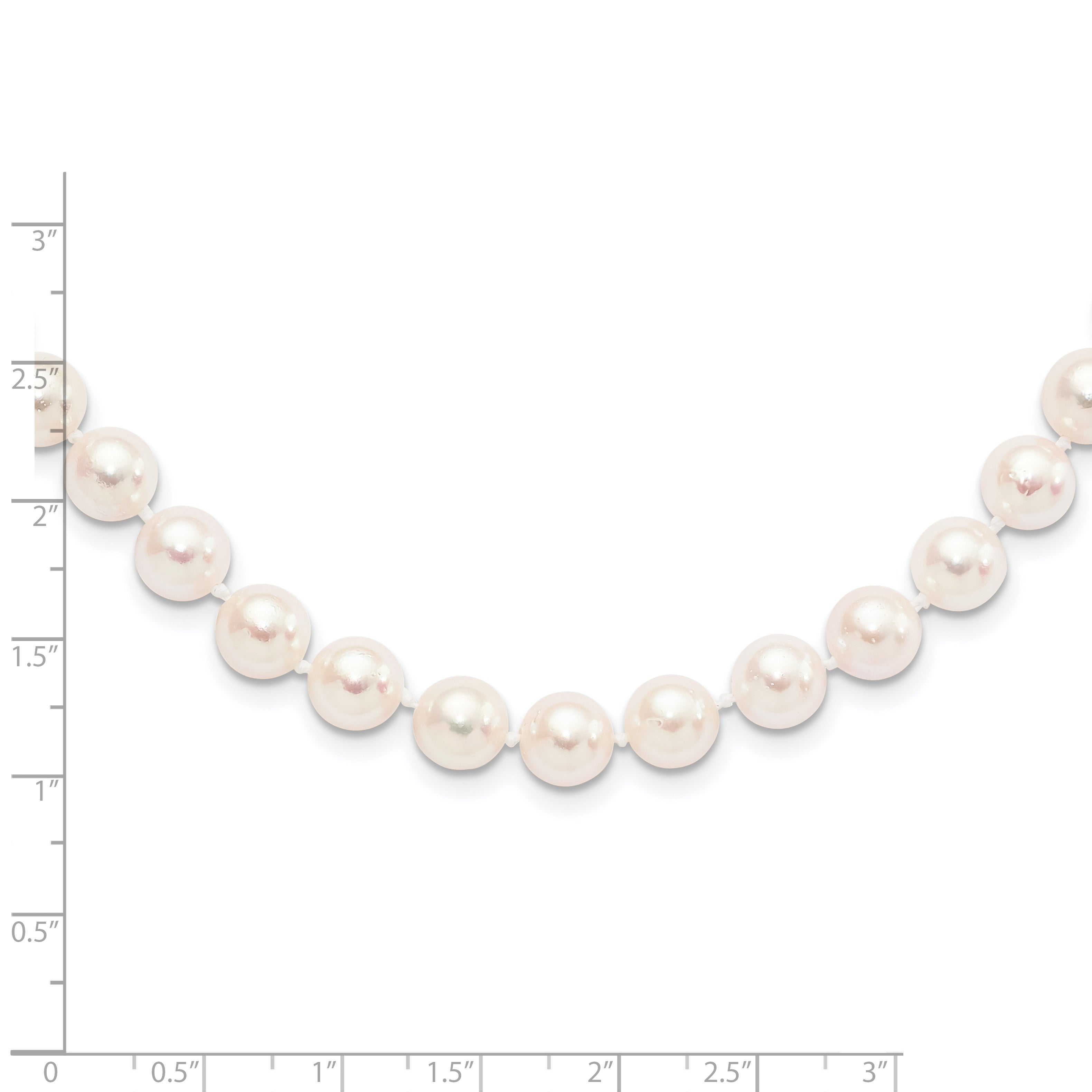 14k 8-9mm Round White Saltwater Akoya Cultured Pearl Necklace