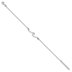 Sterling Silver Rhodium-plated Polished Wave 7 inch with a 1 inch extention Bracelet