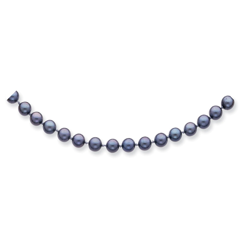 14K White Gold 6-7mm Round Black Saltwater Akoya Cultured Pearl Necklace