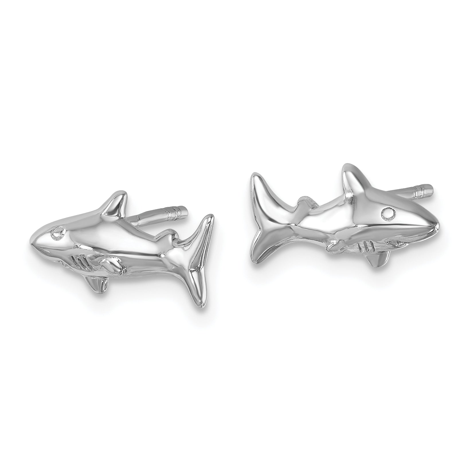 Sterling Silver Rhodium-Plated Polished Shark Post Earrings