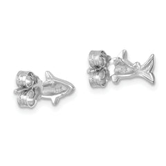 Sterling Silver Rhodium-Plated Polished Shark Post Earrings