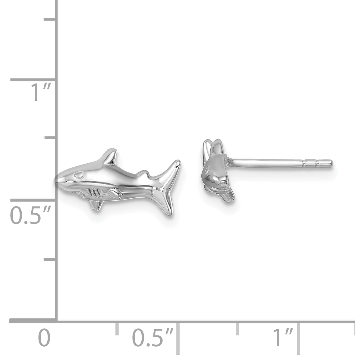 Sterling Silver Rhodium-Plated Polished Shark Post Earrings