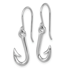 Sterling Silver Rhodium-Plated Polished Hook Dangle Earrings