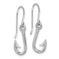 Sterling Silver Rhodium-Plated Polished Hook Dangle Earrings