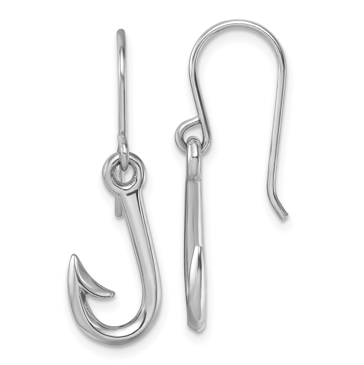 Sterling Silver Rhodium-Plated Polished Hook Dangle Earrings