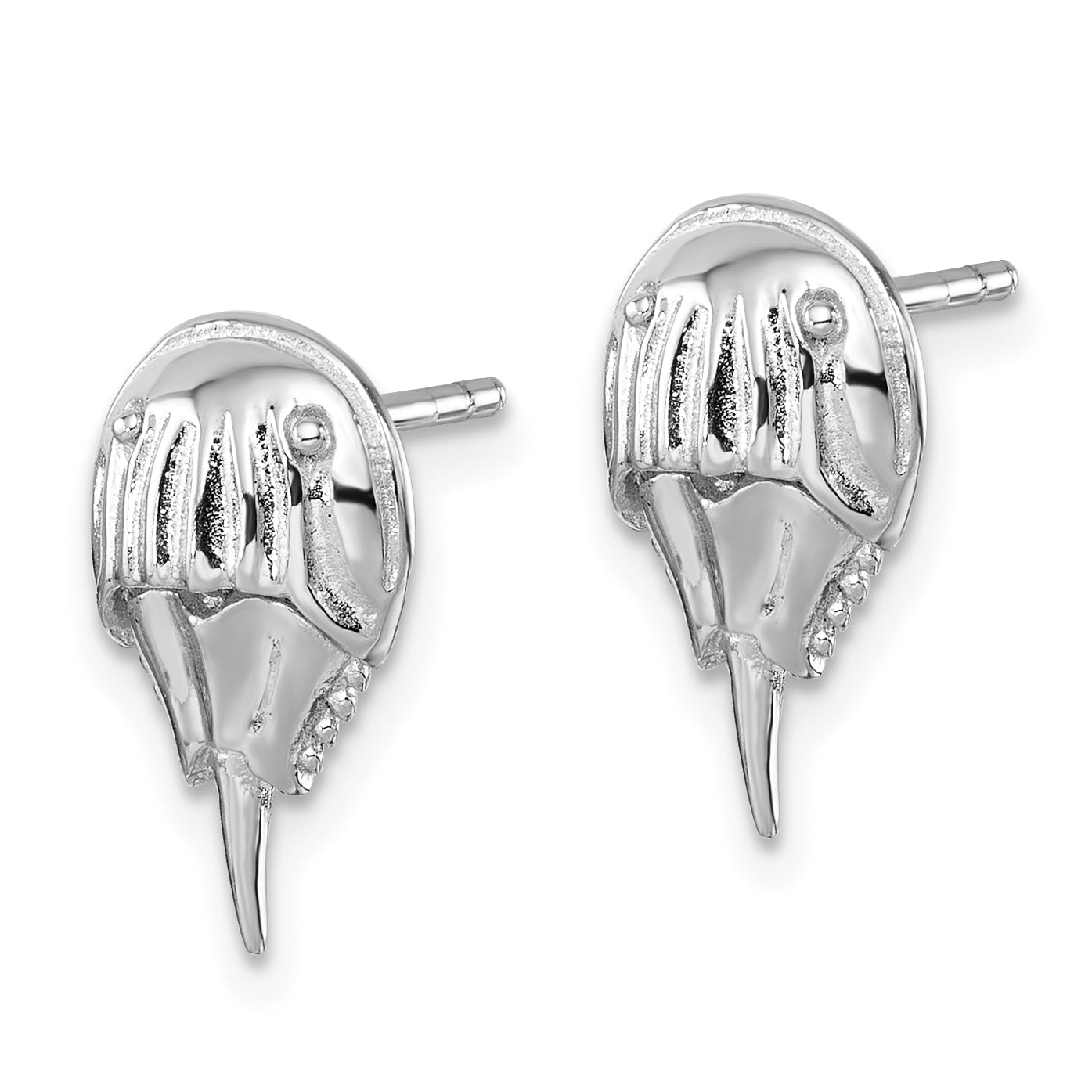 Sterling Silver Rhodium-plated Polished Horseshoe Crab Post Earrings