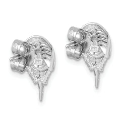 Sterling Silver Rhodium-plated Polished Horseshoe Crab Post Earrings