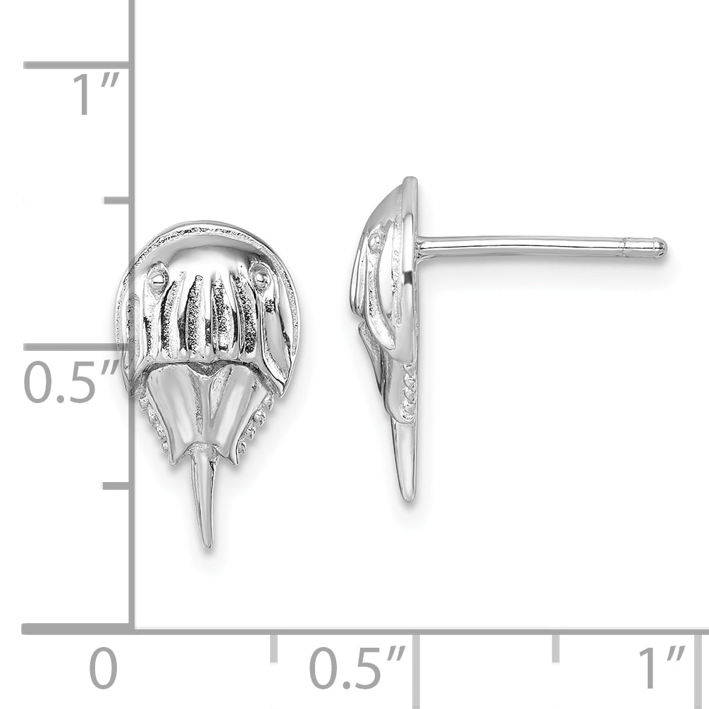 Sterling Silver Rhodium-plated Polished Horseshoe Crab Post Earrings