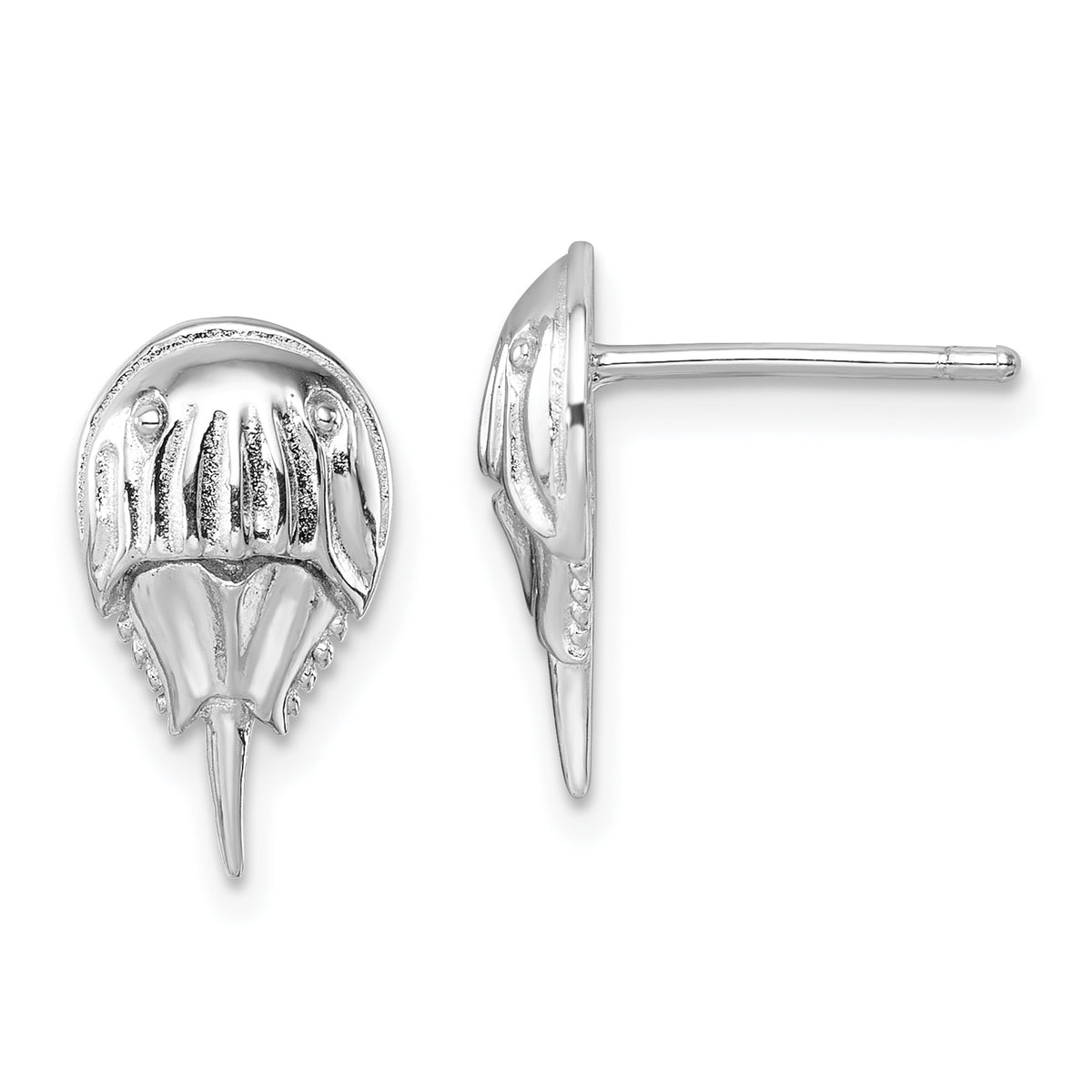 Sterling Silver Rhodium-plated Polished Horseshoe Crab Post Earrings