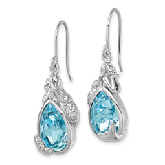 Sterling Silver Rhodium-Plated Polished CZ Mermaid Dangle Earrings