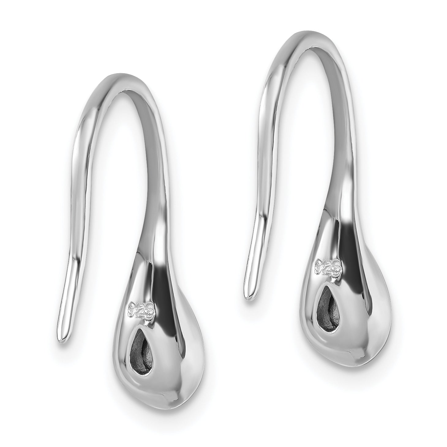 Sterling Silver Rhodium-Plated Polished Crystal Tear Drop Wire Earrings