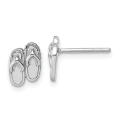 Sterling Silver Rhodium-Plated Polished Double Flip Flop Post Earrings