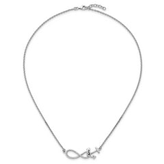 Sterling Silver Rhodium-Plated Polished Anchor and Eternity Symbol 17 inch with a 1 inch extention Necklace