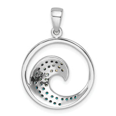 Sterling Silver Rhodium-Plated Polished CZ Wave Pendant