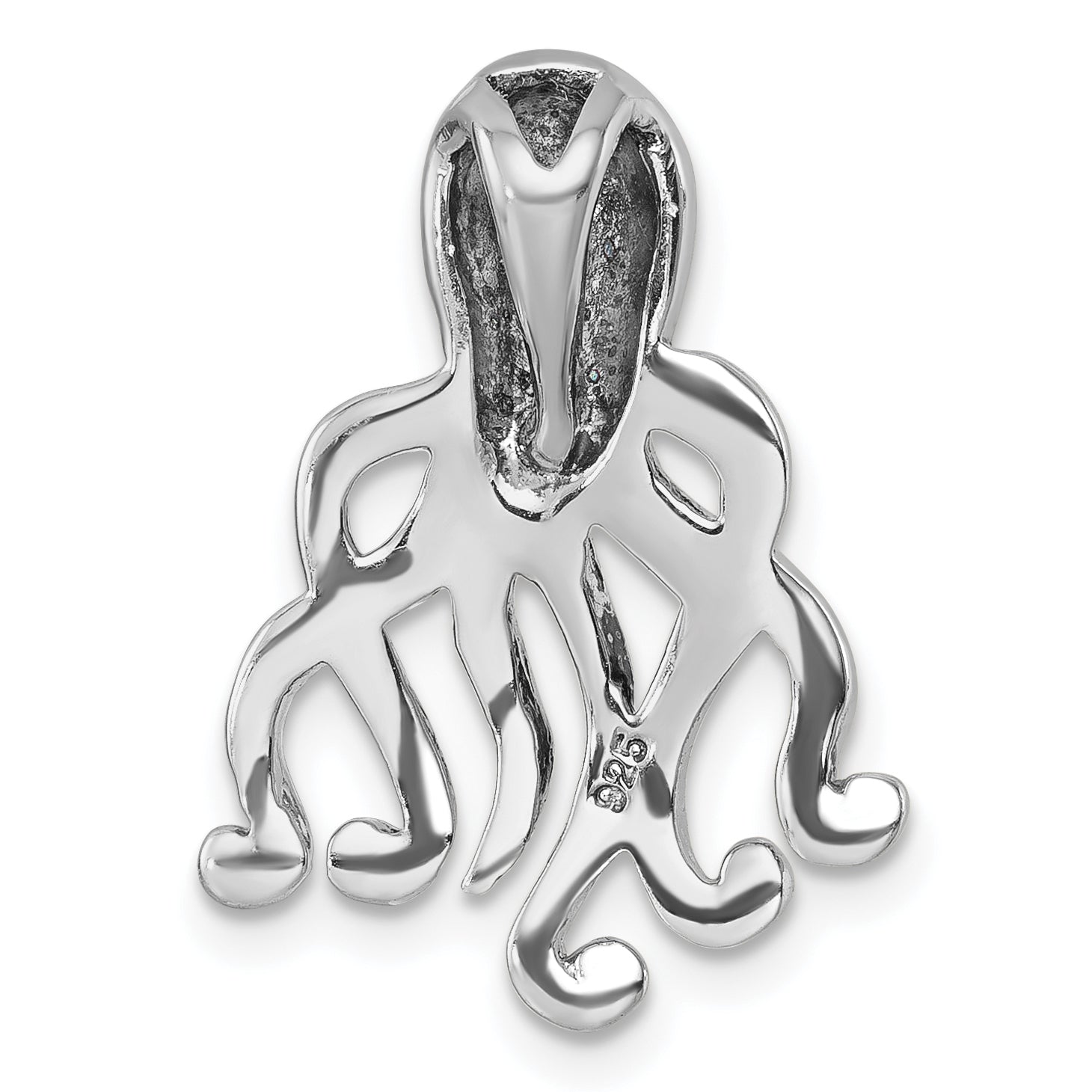 Sterling Silver Rhodium-Plated Polished and Brushed Octopus Pendant