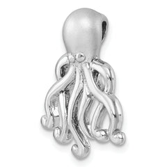 Sterling Silver Rhodium-Plated Polished and Brushed Octopus Pendant