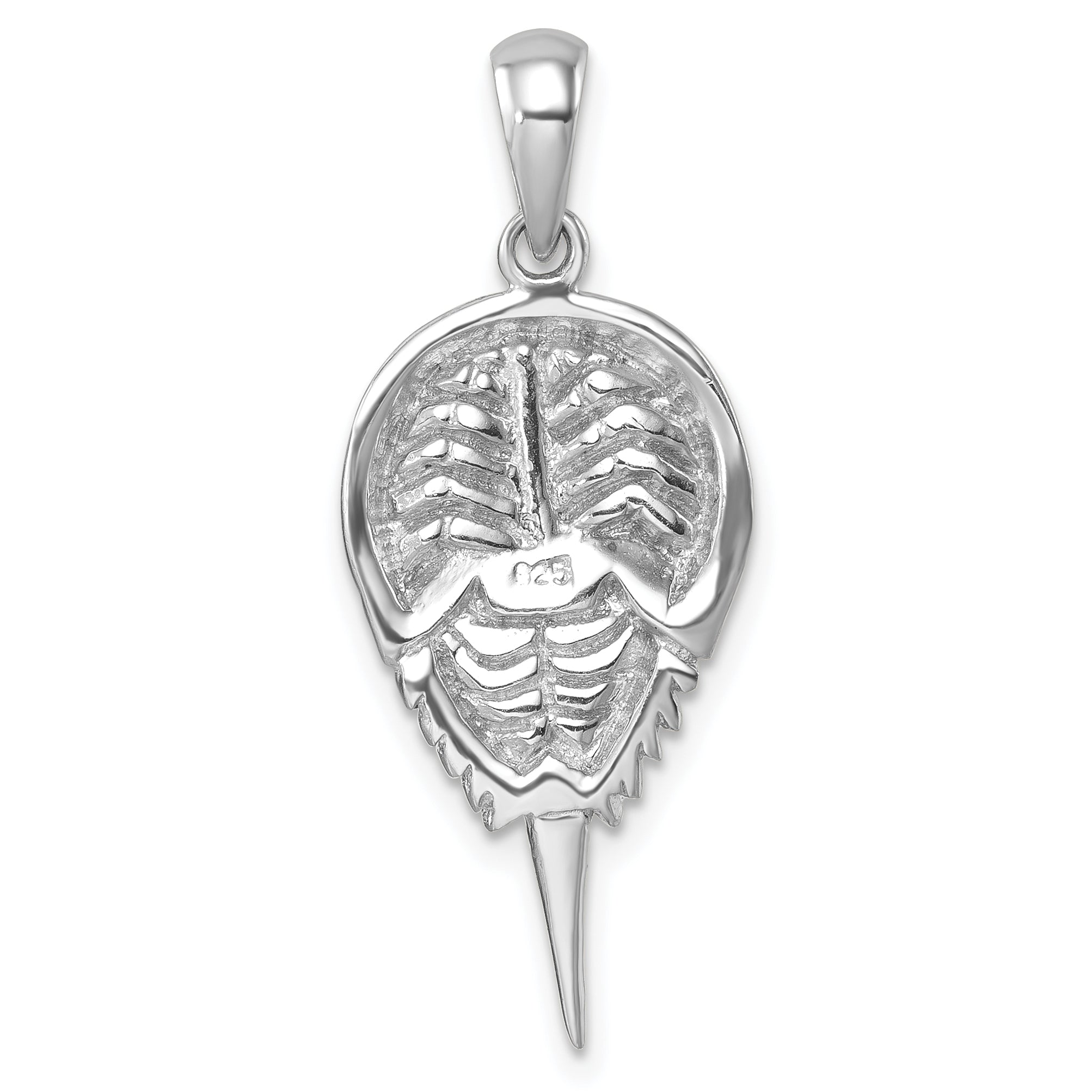 Sterling Silver Rhodium-plated Polished Horseshoe Crab Pendant