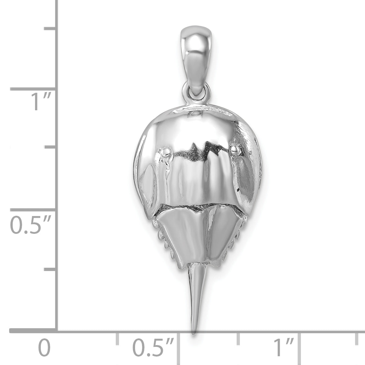 Sterling Silver Rhodium-plated Polished Horseshoe Crab Pendant