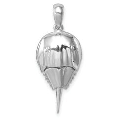 Sterling Silver Rhodium-plated Polished Horseshoe Crab Pendant