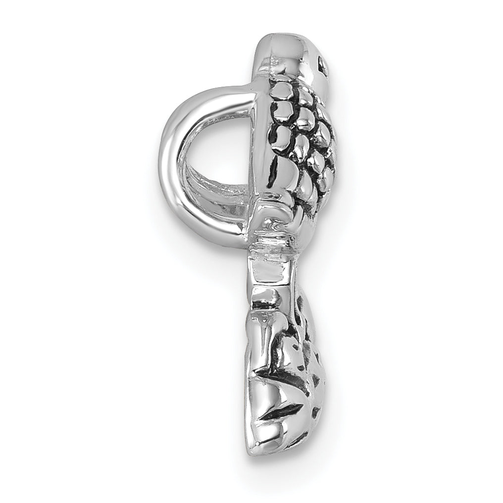 Sterling Silver Rhodium-plated Antiqued Sandpiper Pendant