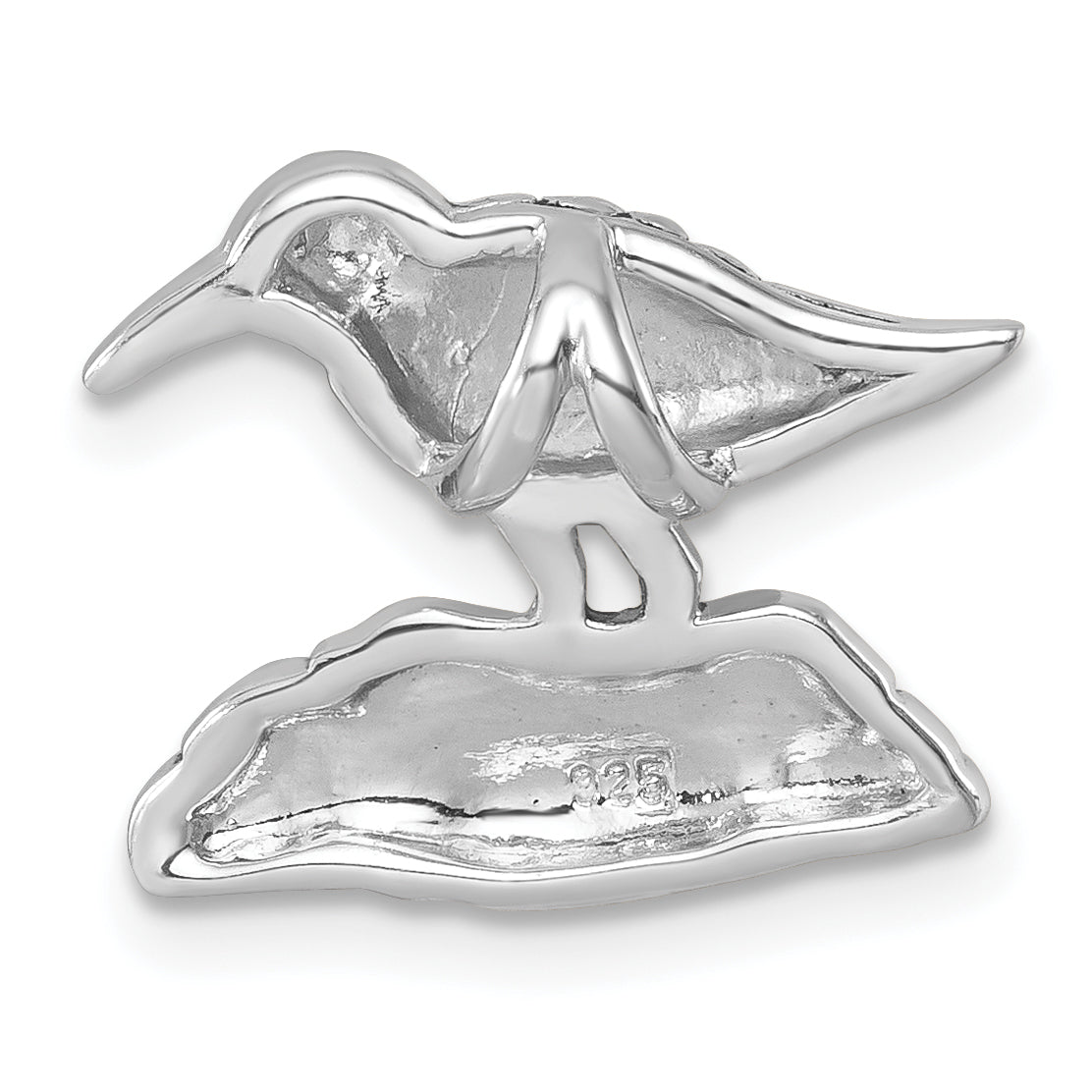 Sterling Silver Rhodium-plated Antiqued Sandpiper Pendant