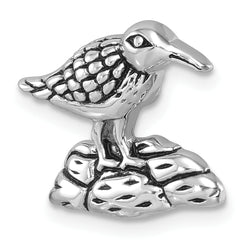 Sterling Silver Rhodium-plated Antiqued Sandpiper Pendant