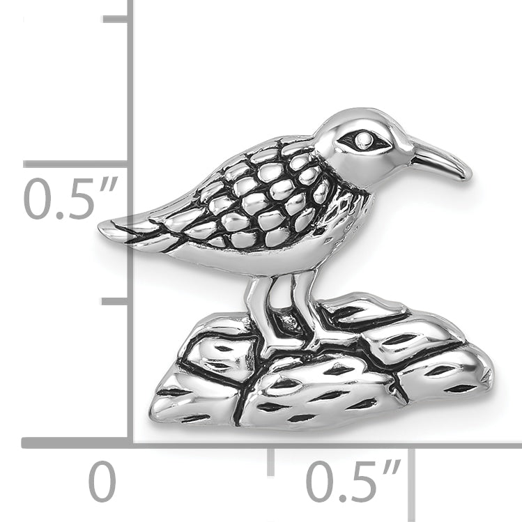 Sterling Silver Rhodium-plated Antiqued Sandpiper Pendant