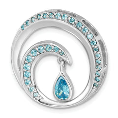 Sterling Silver Rhodium-Plated Polished CZ Wave Pendant