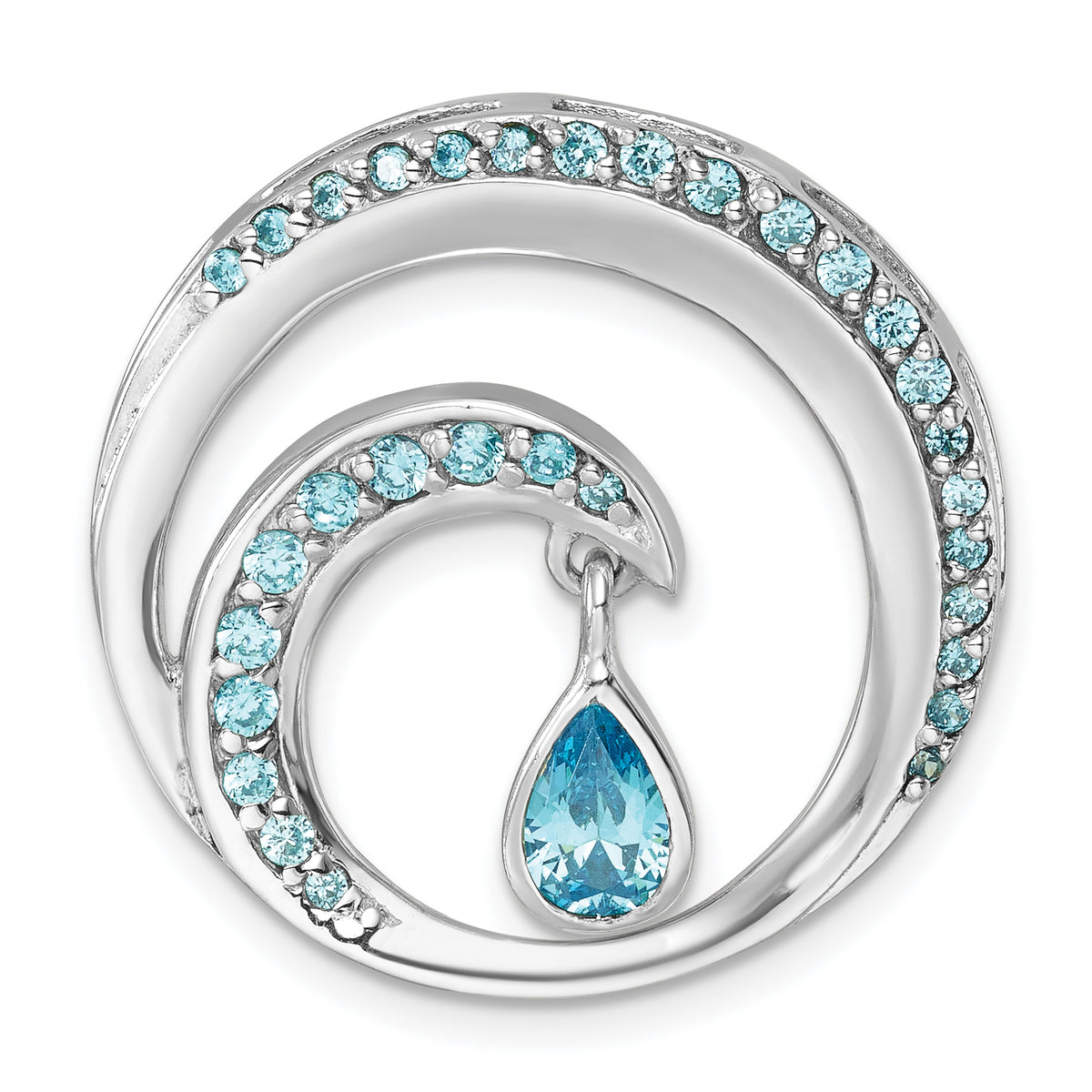 Sterling Silver Rhodium-Plated Polished CZ Wave Pendant