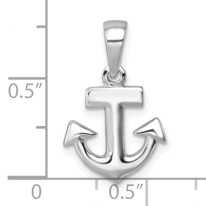 Sterling Silver Rhodium-Plated Polished Anchor Pendant