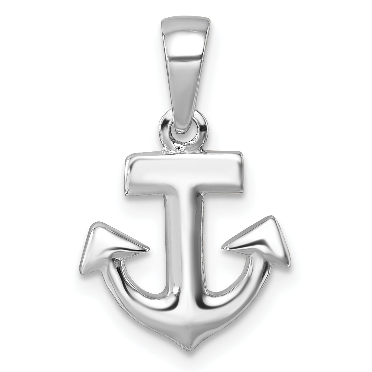 Sterling Silver Rhodium-Plated Polished Anchor Pendant