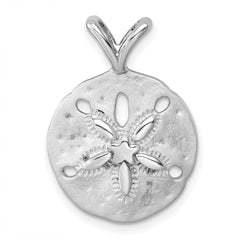 Sterling Silver Rhodium-Plated Polished and Brushed Sand Dollar Pendant