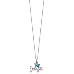 Sterling Silver Rhodium-Plated Blue Crystal Turtle 'Jekyll' 16 +2in Necklac