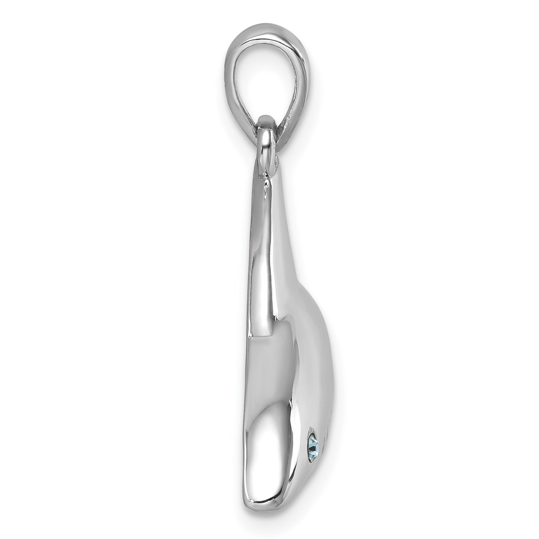 Sterling Silver Rhodium-Plated Polished Crystal Eye Shark Pendant