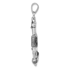 Sterling Silver Rhodium-Plated Polished Anchor Pendant