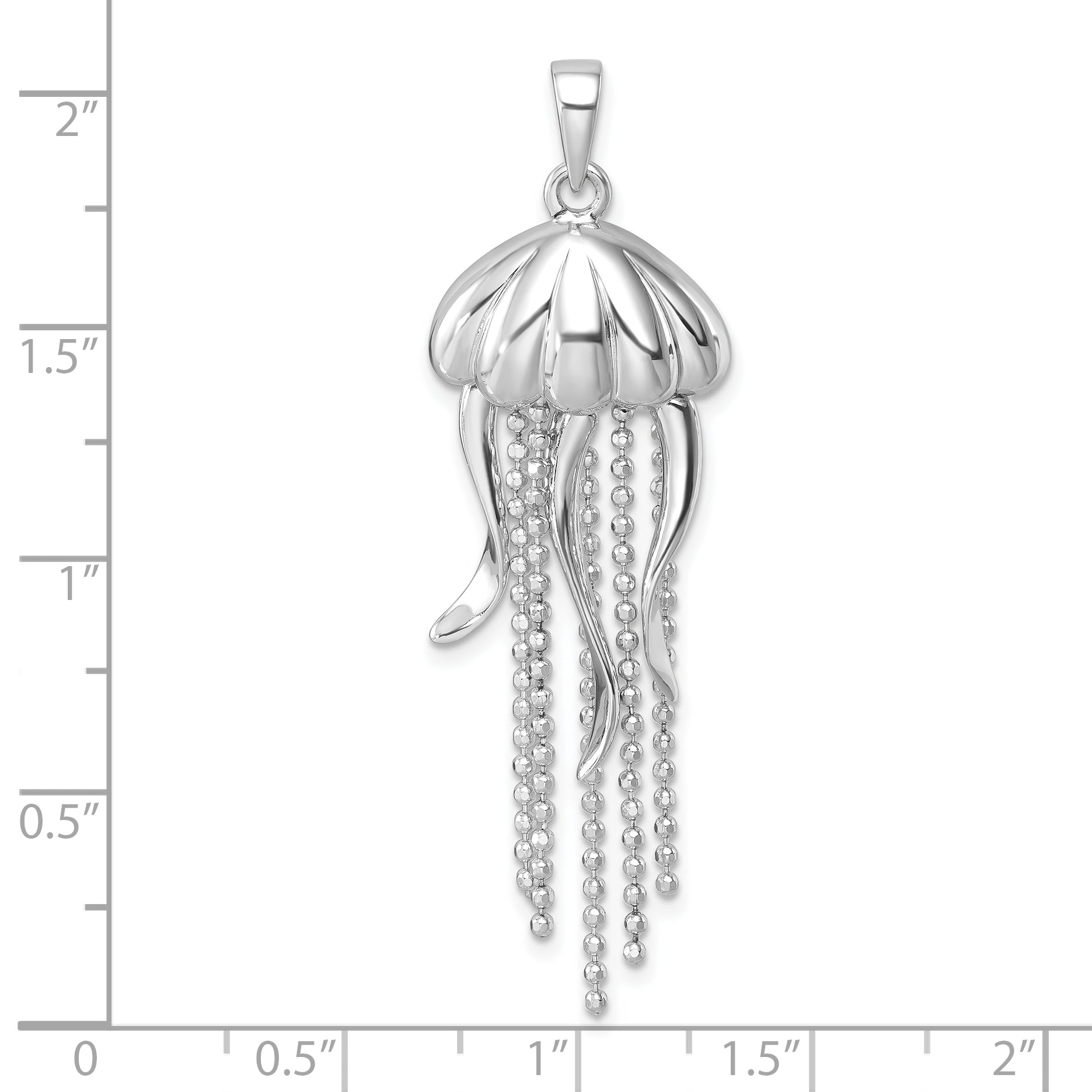 Sterling Silver Rhodium-plated Polished Moveable Jelly Fish Pendant