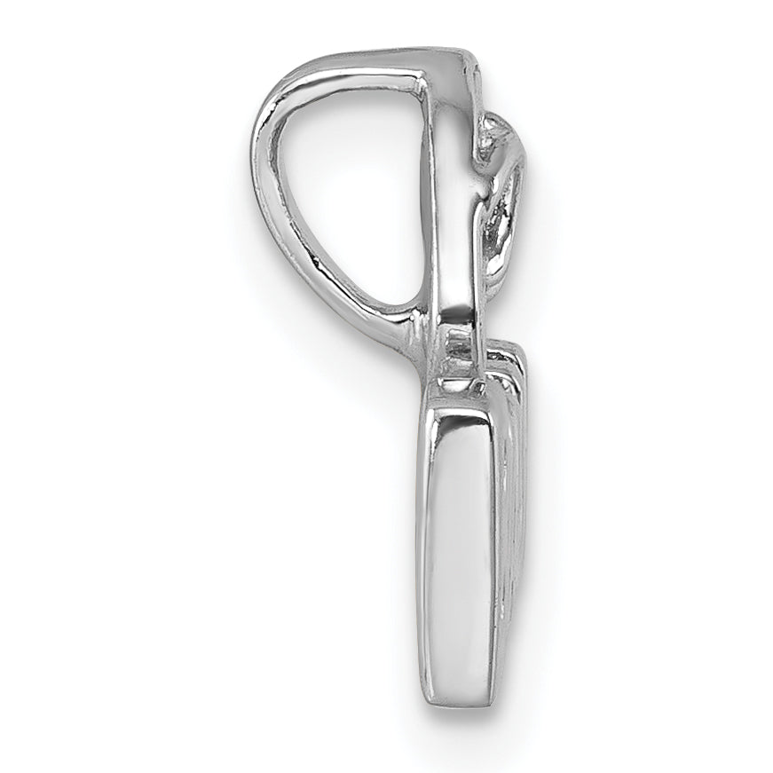 Sterling Silver Rhodium-Plated Polished Double Flipflop & 'Beach' Pendant