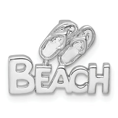 Sterling Silver Rhodium-Plated Polished Double Flipflop & 'Beach' Pendant