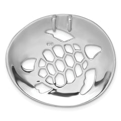 Sterling Silver Rhodium-Plated Polished and Textured Cutout Turtle Pendant