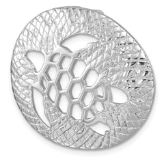 Sterling Silver Rhodium-Plated Polished and Textured Cutout Turtle Pendant