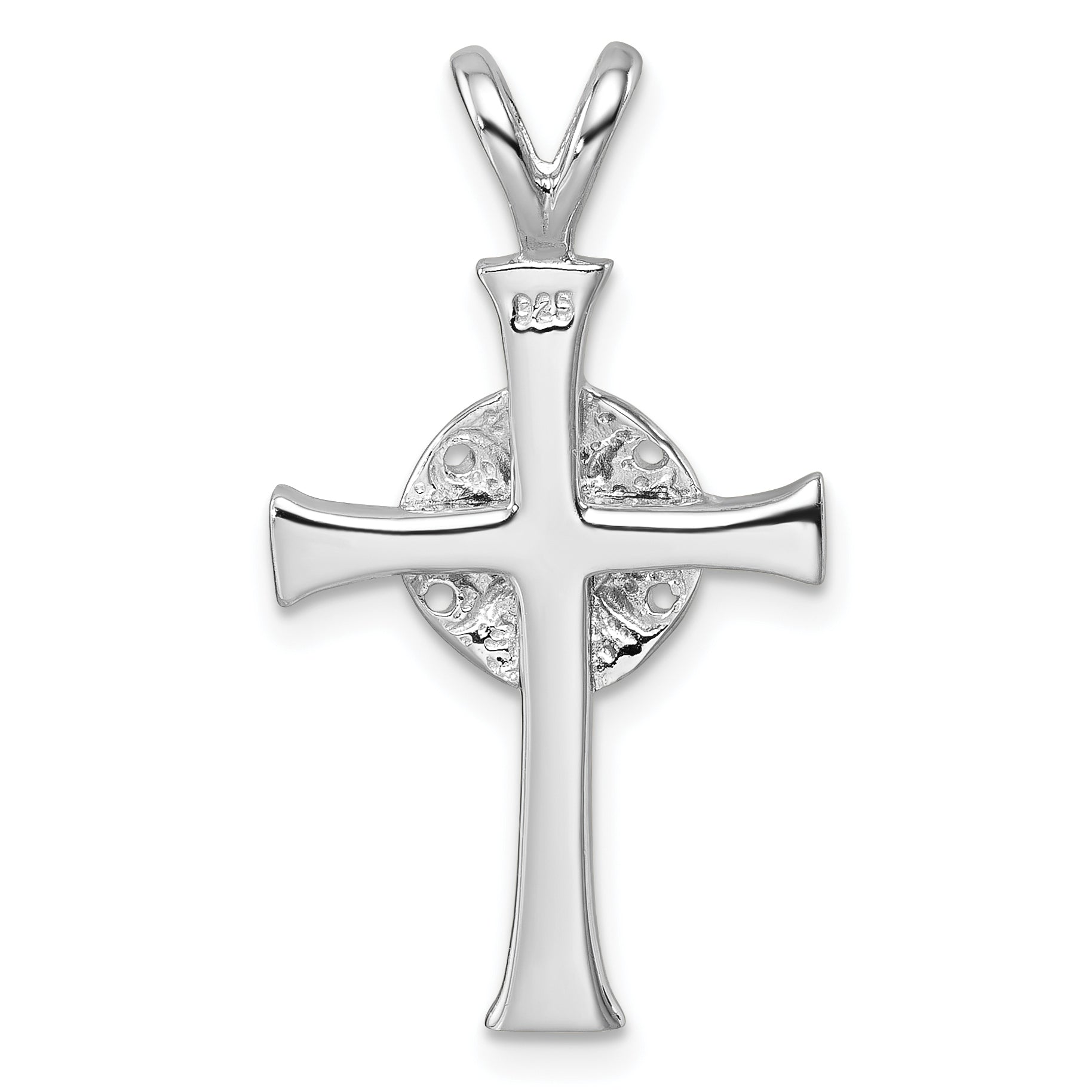 Sterling Silver Rhodium-Plated Polished and Brushed Sand Dollar Cross Pendant