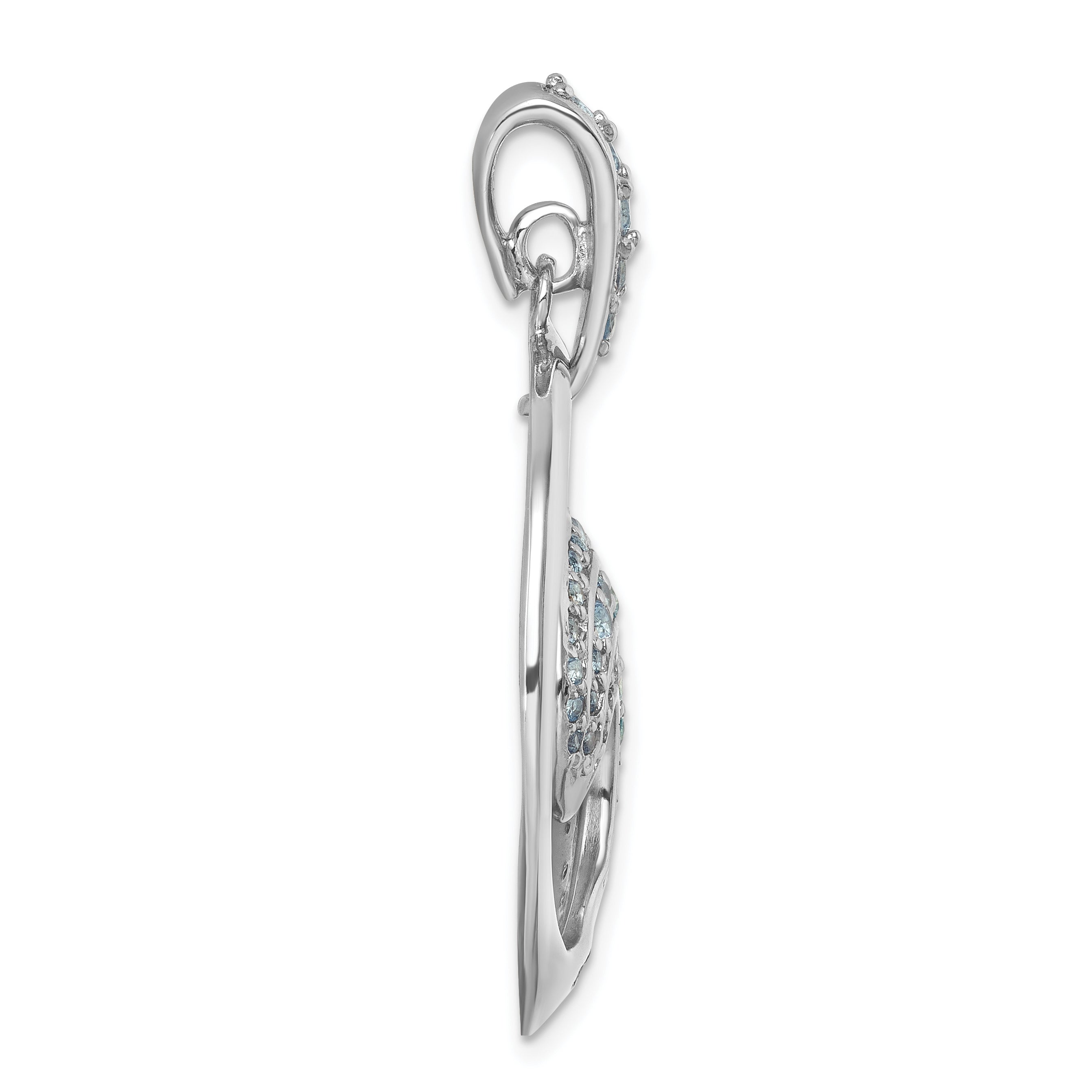 Sterling Silver Rhodium-Plated Polished CZ Wave Pendant