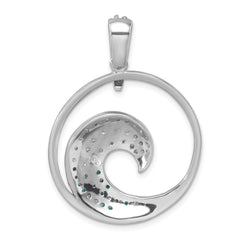 Sterling Silver Rhodium-Plated Polished CZ Wave Pendant