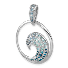 Sterling Silver Rhodium-Plated Polished CZ Wave Pendant