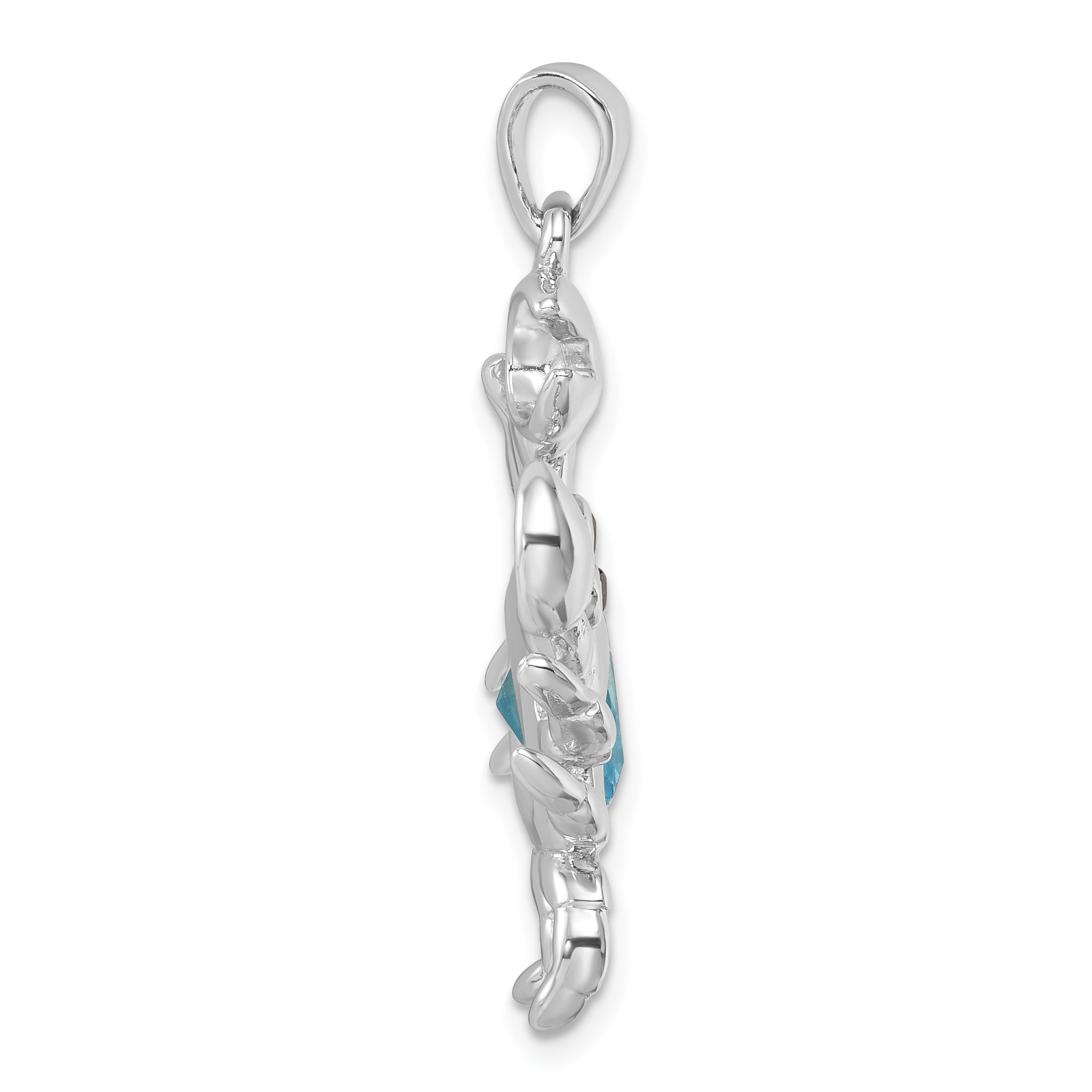 Sterling Silver Rhodium-plated Polished CZ Crab Pendant