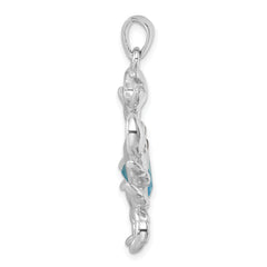 Sterling Silver Rhodium-plated Polished CZ Crab Pendant