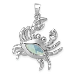 Sterling Silver Rhodium-plated Polished CZ Crab Pendant