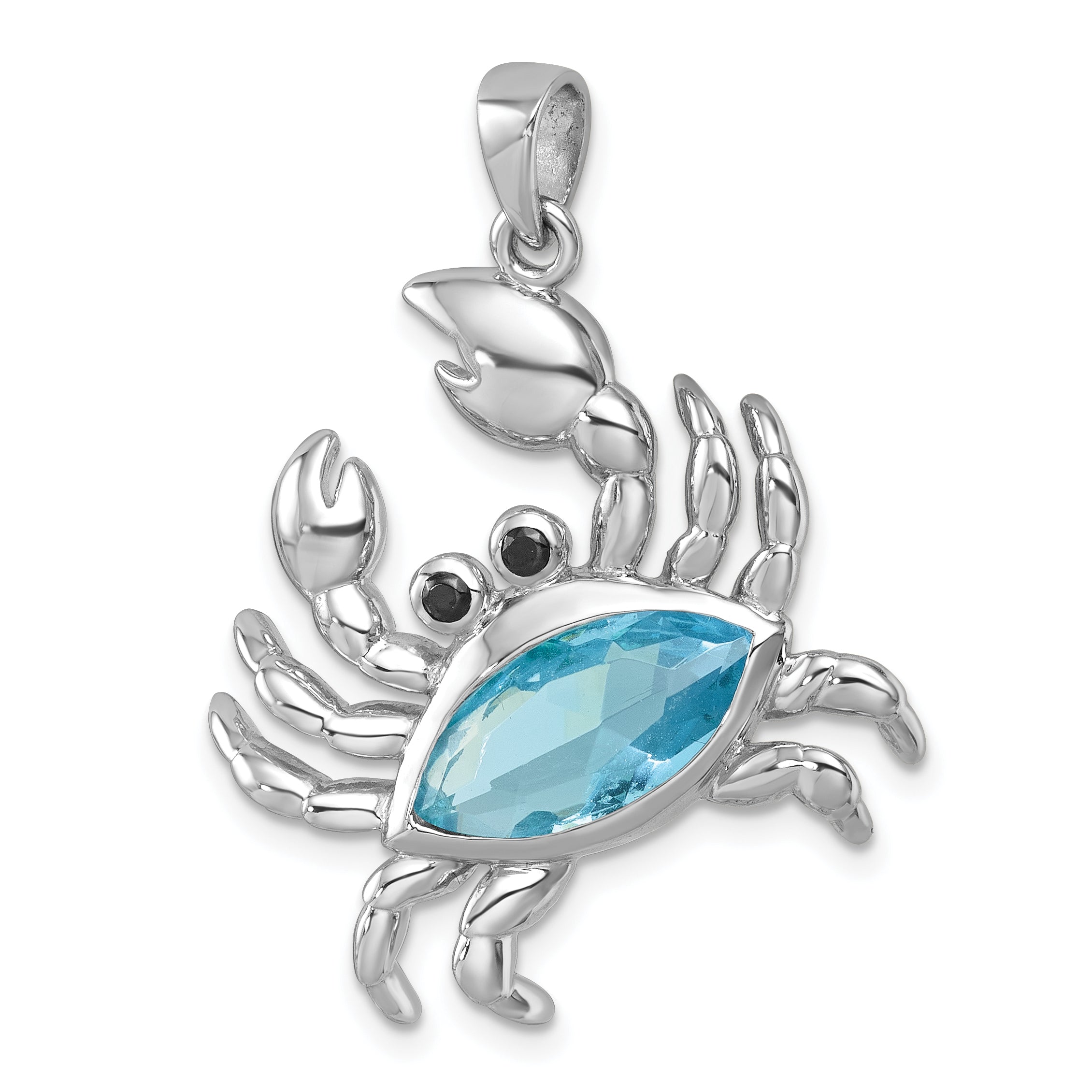 Sterling Silver Rhodium-plated Polished CZ Crab Pendant