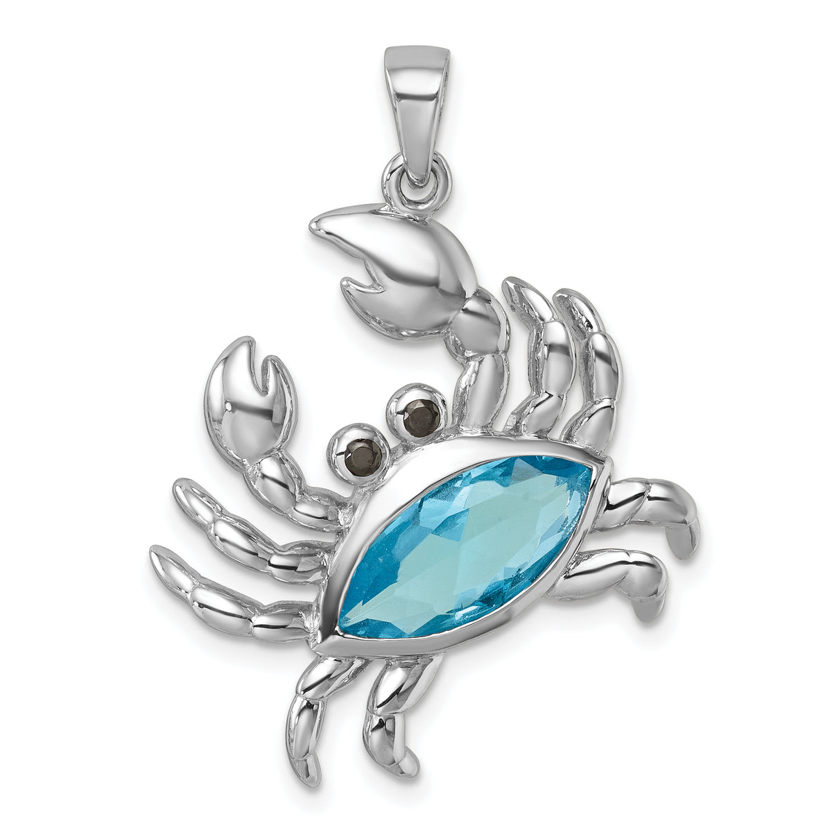 Sterling Silver Rhodium-plated Polished CZ Crab Pendant