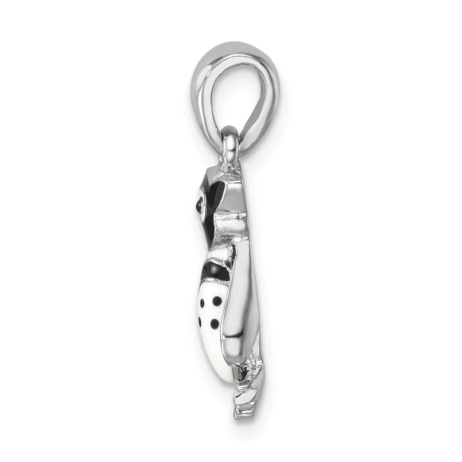 Sterling Silver Rhodium-plated Polished Enamel Penguin Pendant